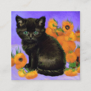 Van Gogh Black Kitten mit Sonnenblumen Begleitkarte