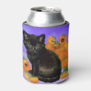 Van Gogh Black Kitten mit Sonnenblumen Dosenkühler