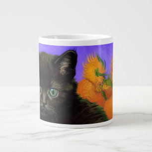 Van Gogh Black Kitten mit Sonnenblumen Jumbo-Tasse