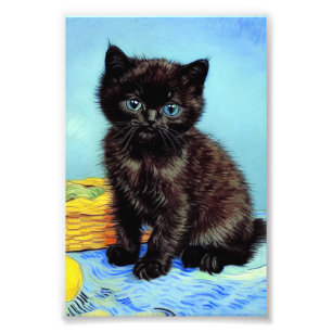 Van Gogh Black Kitten mit Yarn Fotodruck