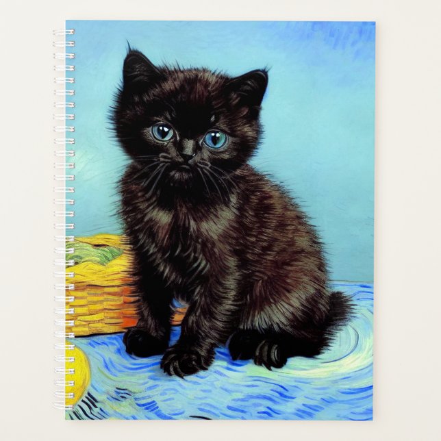 Van Gogh Black Kitten mit Yarn Planer (Vorderseite)
