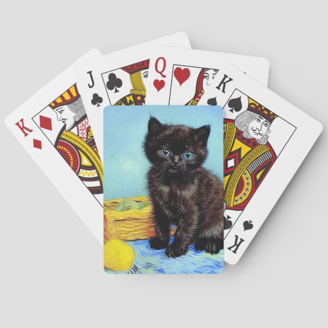 Van Gogh Black Kitten mit Yarn Spielkarten (Rückseite)