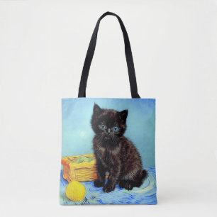 Van Gogh Black Kitten mit Yarn Tasche
