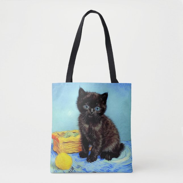 Van Gogh Black Kitten mit Yarn Tasche (Vorderseite)