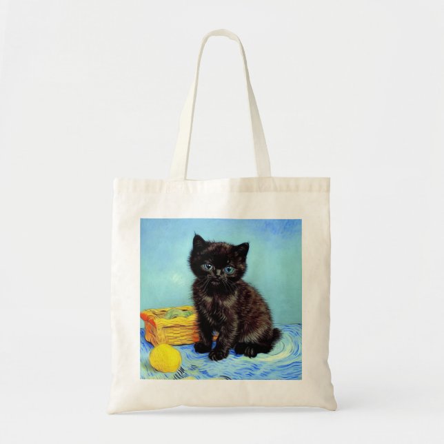 Van Gogh Black Kitten mit Yarn Tragetasche (Vorne)