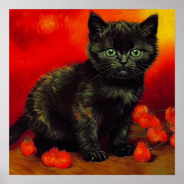 Van Gogh Black Kitten Poster (Vorne)