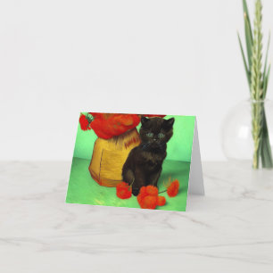 Van Gogh Black Kitten Red Blume Ankündigung