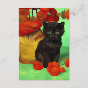 Van Gogh Black Kitten Red Blume Begleitkarte