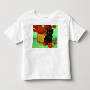 Van Gogh Black Kitten Red Blume Kleinkind T-shirt