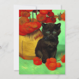 Van Gogh Black Kitten Red Blume Save The Date