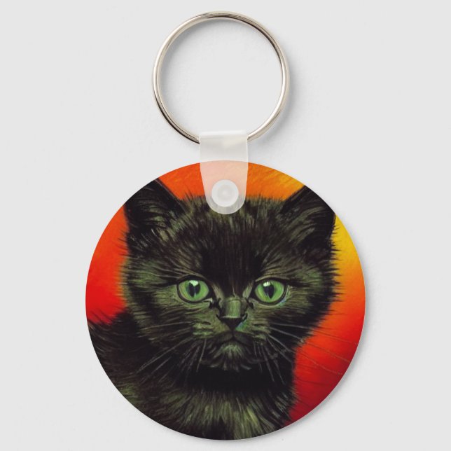 Van Gogh Black Kitten Schlüsselanhänger (Vorderseite)