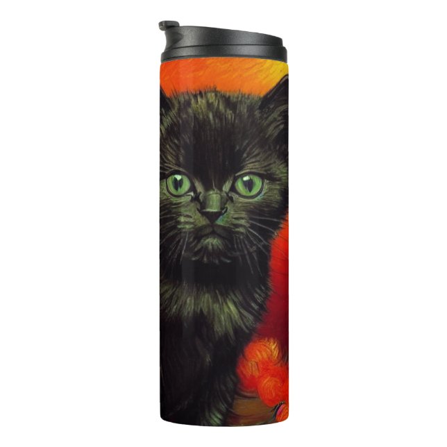 Van Gogh Black Kitten Thermosbecher (Nach rechts gedreht)