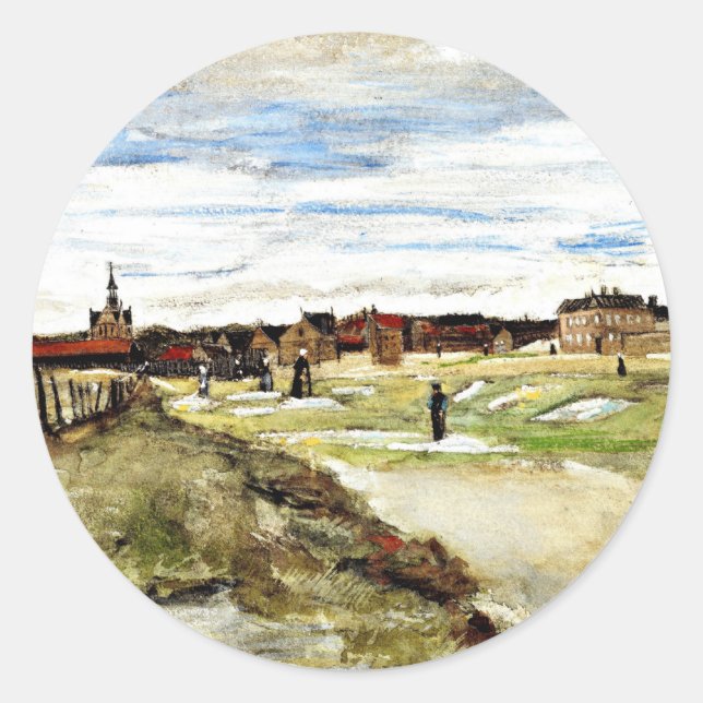 Van Gogh - Bleaching Ground at Scheveningen, 1882, Runder Aufkleber (Vorderseite)