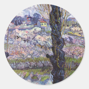 Van Gogh Blick auf Arles blühender Garten Runder Aufkleber