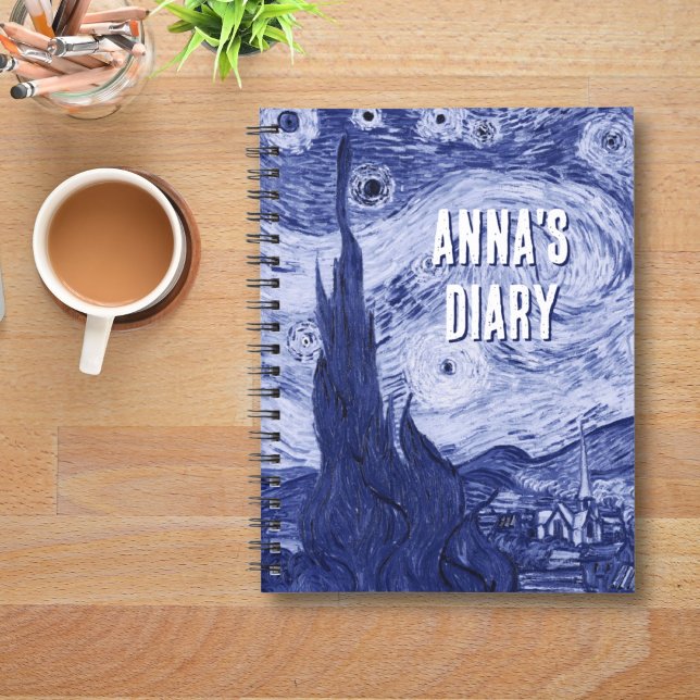 Van Gogh Blue Rendition The Starry Night Art Notizbuch (Von Creator hochgeladen)