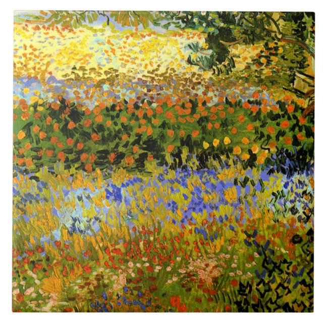Van Gogh - Blühender Garten Fliese (Vorderseite)
