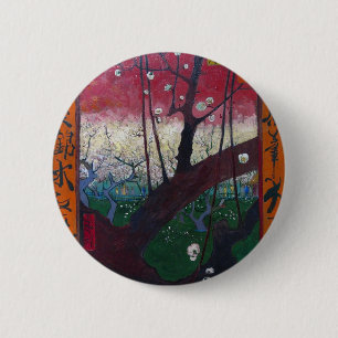 Van Gogh blühender Pflaumenbaum Button