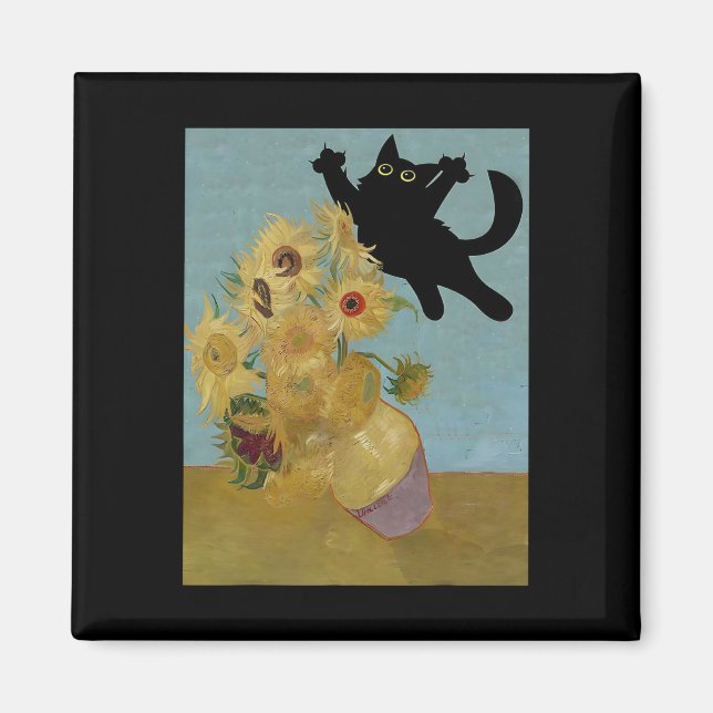 Van Gogh Blume Cat Sunflowers Magnet (Vorne)