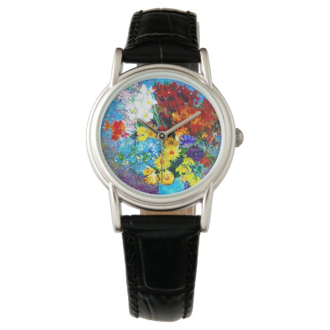 Van Gogh-Blume in einer Blauen Vase Armbanduhr (Vorderseite)