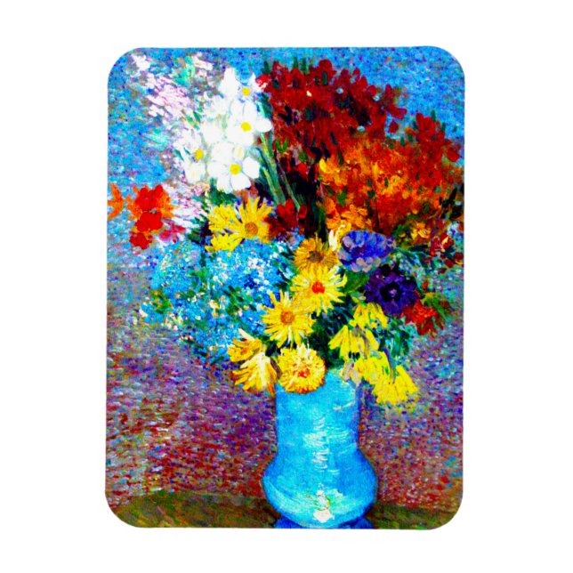 Van Gogh-Blume in einer Blauen Vase Magnet (Vertikal)
