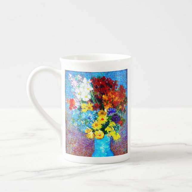 Van Gogh-Blume in einer Blauen Vase Prozellantasse (Links)