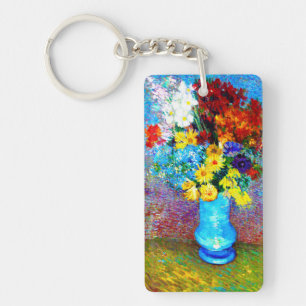 Van Gogh-Blume in einer Blauen Vase Schlüsselanhänger