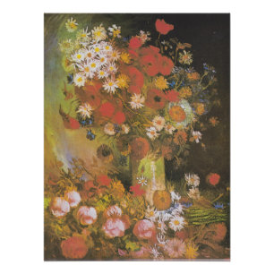 Van Gogh Blumen-Stillleben Rote Mohnblumen & Rosen Poster