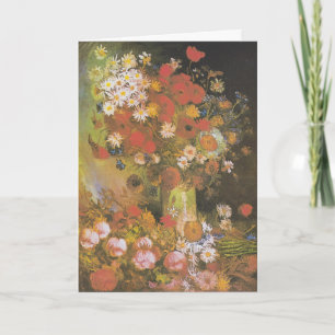 Van Gogh Blumen-Stillleben Rote Mohnblumen und Ros Karte