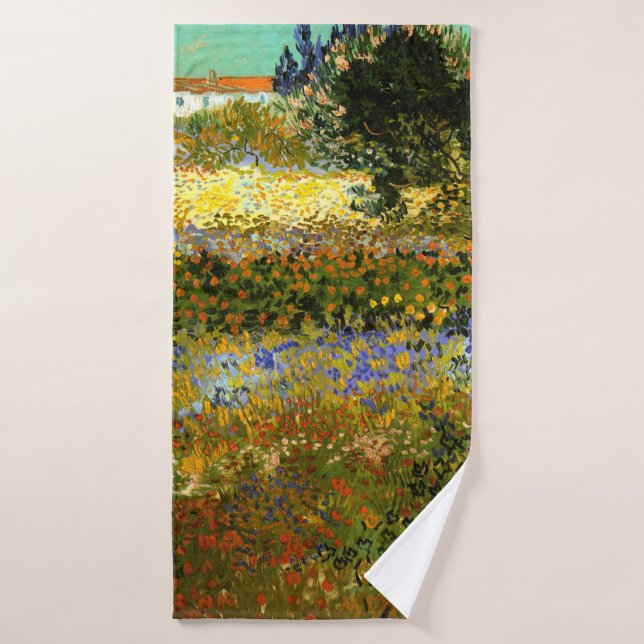 Van Gogh - Blumengarten, Impressionismus Badehandtuch (Badehandtuch)