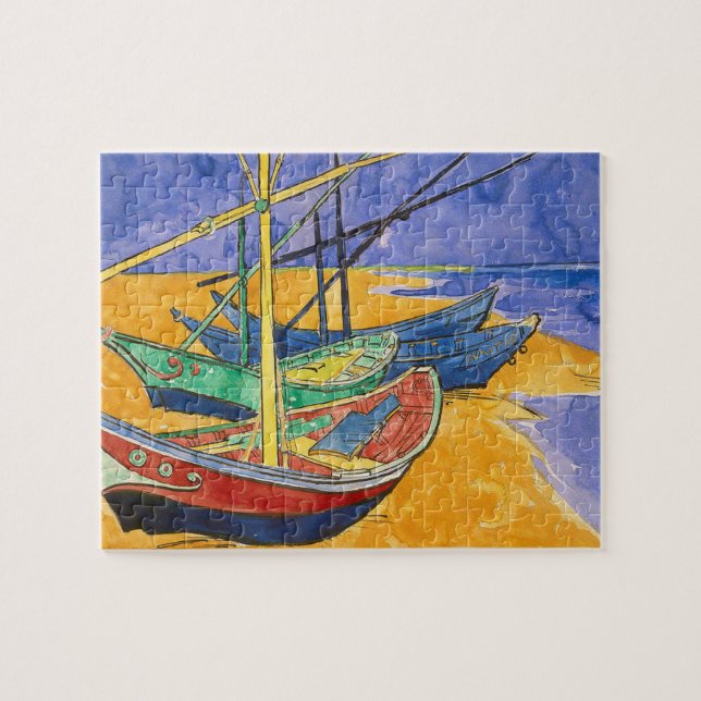 Van Gogh Boats Impressionismus Beach (Horizontal)