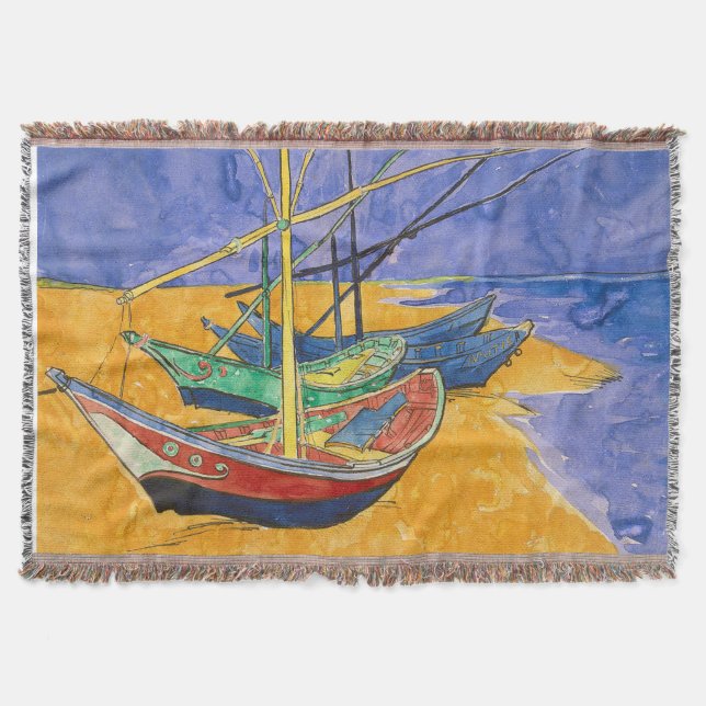 Van Gogh Boats Impressionismus Beach Decke (Vorderseite)
