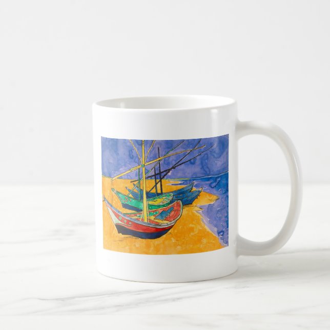 Van Gogh Boats Impressionismus Beach Kaffeetasse (Rechts)