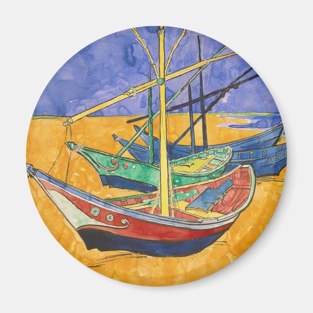 Van Gogh Boats Impressionismus Beach Magnet (Vorne)