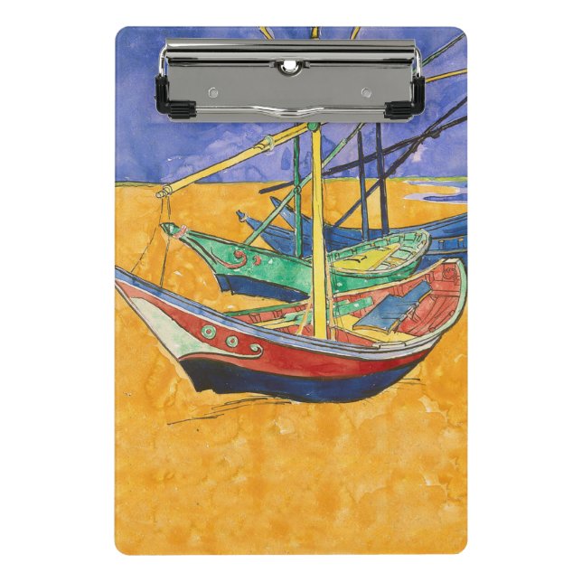 Van Gogh Boats Impressionismus Beach Mini Klemmbrett (Vorderseite)