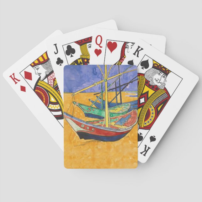 Van Gogh Boats Impressionismus Beach Spielkarten (Rückseite)