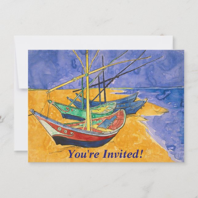 Van Gogh Boote Impressionismus Strand Einladung (Vorderseite)