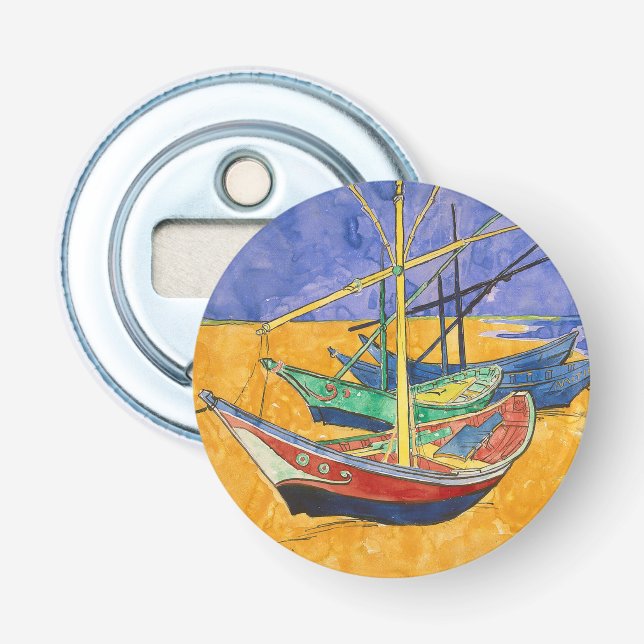 Van Gogh Boote Impressionismus Strand Flaschenöffner (Vorderseite)