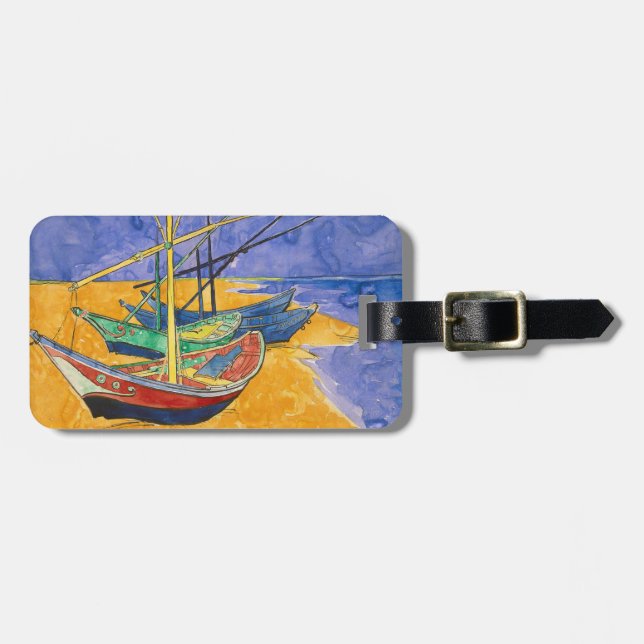 Van Gogh Boote Impressionismus Strand Gepäckanhänger (Vorderseite horizontal)