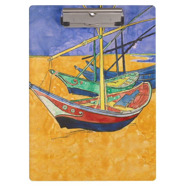 Van Gogh Boote Impressionismus Strand Klemmbrett (Vorderseite)