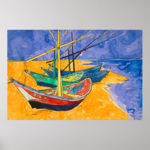 Van Gogh Boote Impressionismus Strand Poster