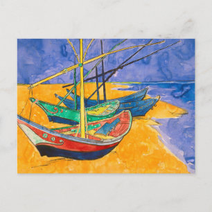 Van Gogh Boote Impressionismus Strand Postkarte