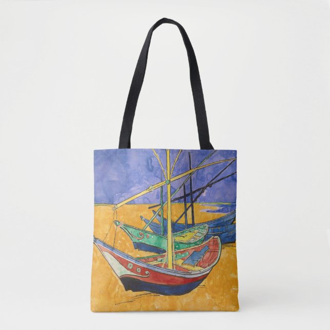 Van Gogh Boote Impressionismus Strand Tasche (Vorderseite)