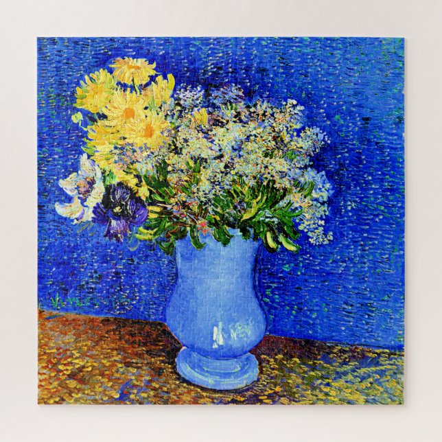 Van Gogh - Bouquet der Blume in einer blauen Vase (Vertikal)