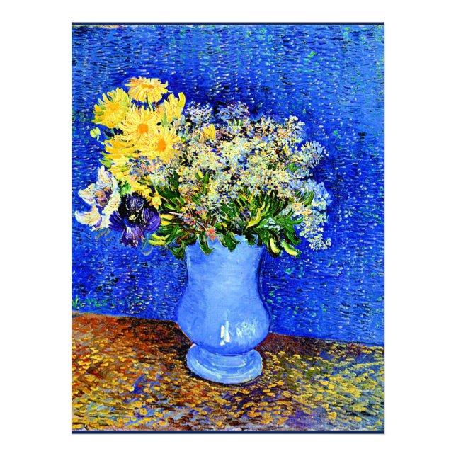 Van Gogh - Bouquet der Blume in einer blauen Vase Fotodruck (Vorne)