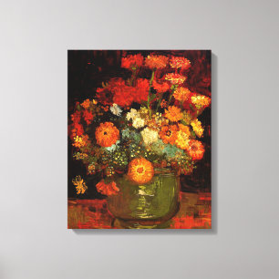 Van Gogh - Bowl mit Zinnias Leinwanddruck