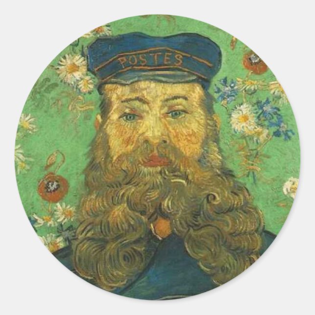 Van Gogh Briefträger Runder Aufkleber (Vorderseite)