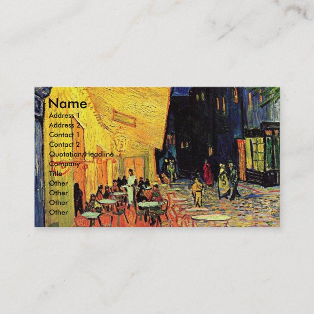 Van Gogh Cafe Terrace (F467) Fine Art Visitenkarte (Vorderseite)