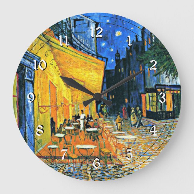 Van Gogh: Cafe Terrace Large Clock Große Wanduhr (Vorderseite)