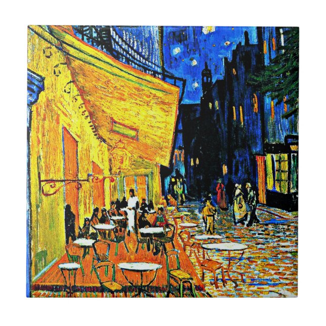 Van Gogh - Café Terrasse am Abend Fliese (Vorderseite)