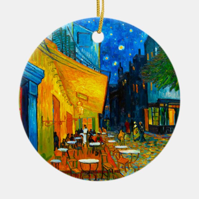 Van Gogh Café Terrasse am Abend Keramik Ornament (Vorne)